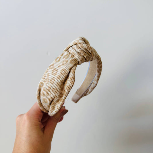 Bibi Kidz - Knoop Haarband Panter Beige