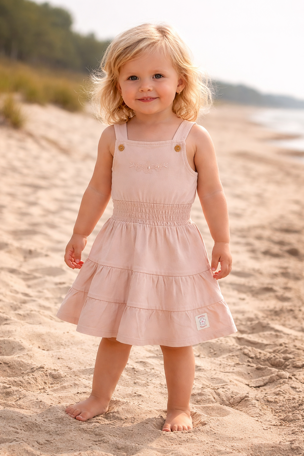 Frogs & Dogs Babyjurk - Geborduurd | Rose Smoke
