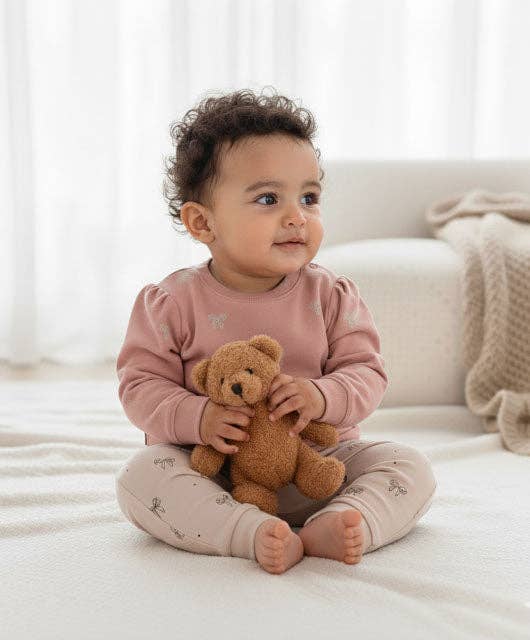 Ballerina babybroek met strik | Sepia Rose - JRS Kids Fashion