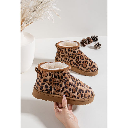 Trendy Luipaardprint Laarsjes met Zachte Bontvoering