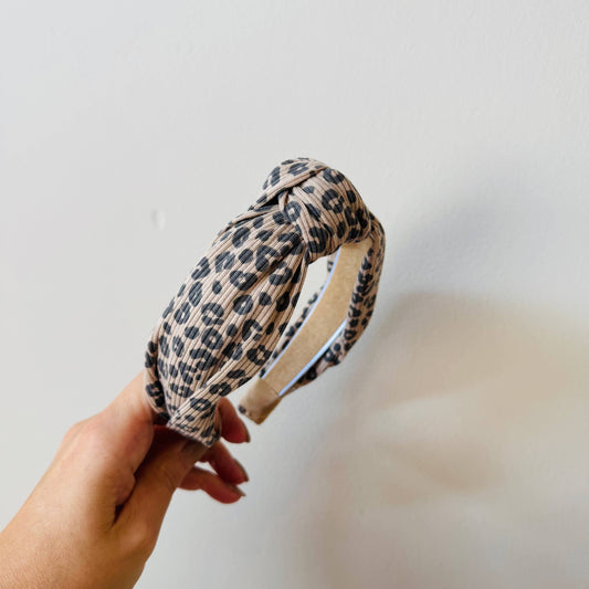 Bibi Kidz - Knoop Haarband Luipaard Donker Beige